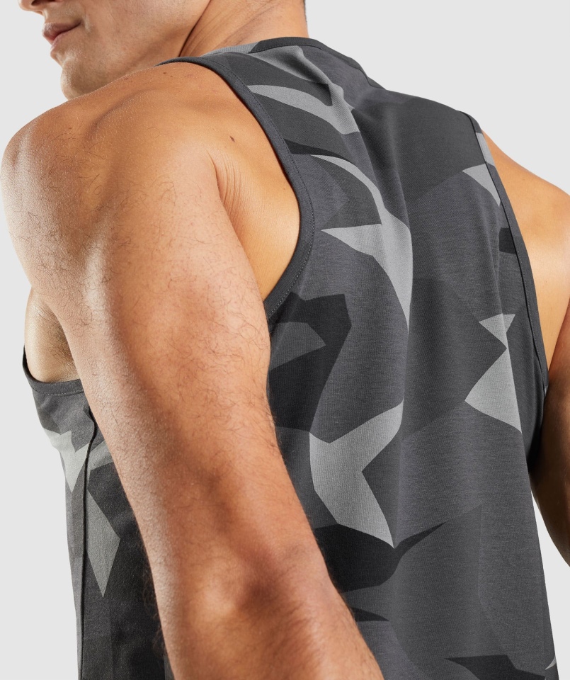 Gymshark Kryty Czarny Nadruk Na Zbiorniku