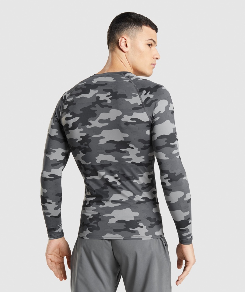 Gymshark Element Termoaktywna Koszulka Z Długim Rękawem Szary Nadruk