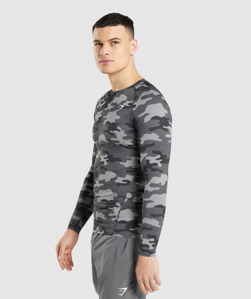 Gymshark Element Termoaktywna Koszulka Z Długim Rękawem Szary Nadruk
