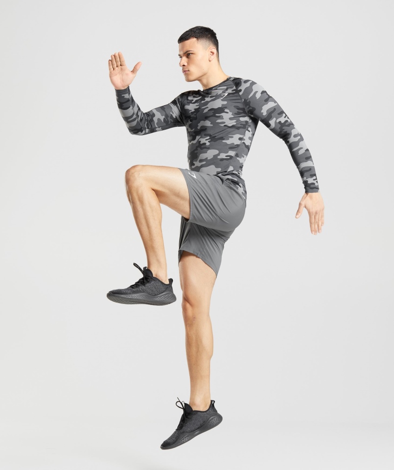 Gymshark Element Termoaktywna Koszulka Z Długim Rękawem Szary Nadruk