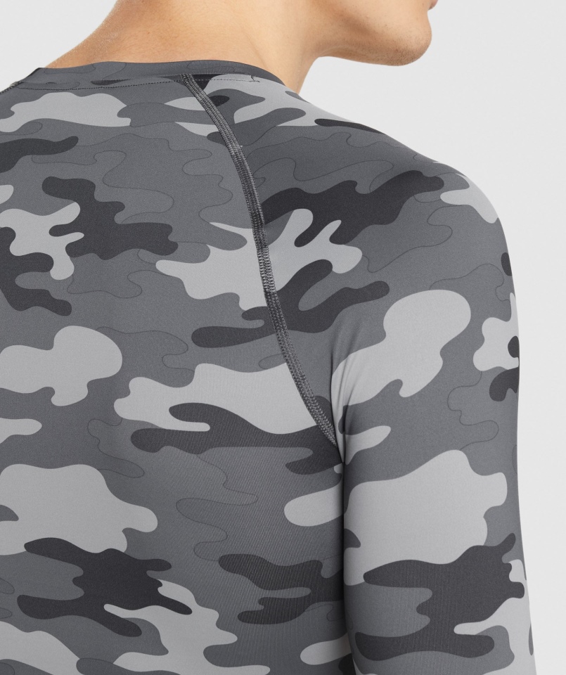 Gymshark Element Termoaktywna Koszulka Z Długim Rękawem Szary Nadruk