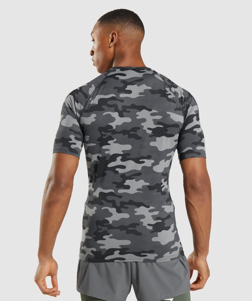 Koszulka Podstawowa Gymshark Element Moro Szary Nadruk