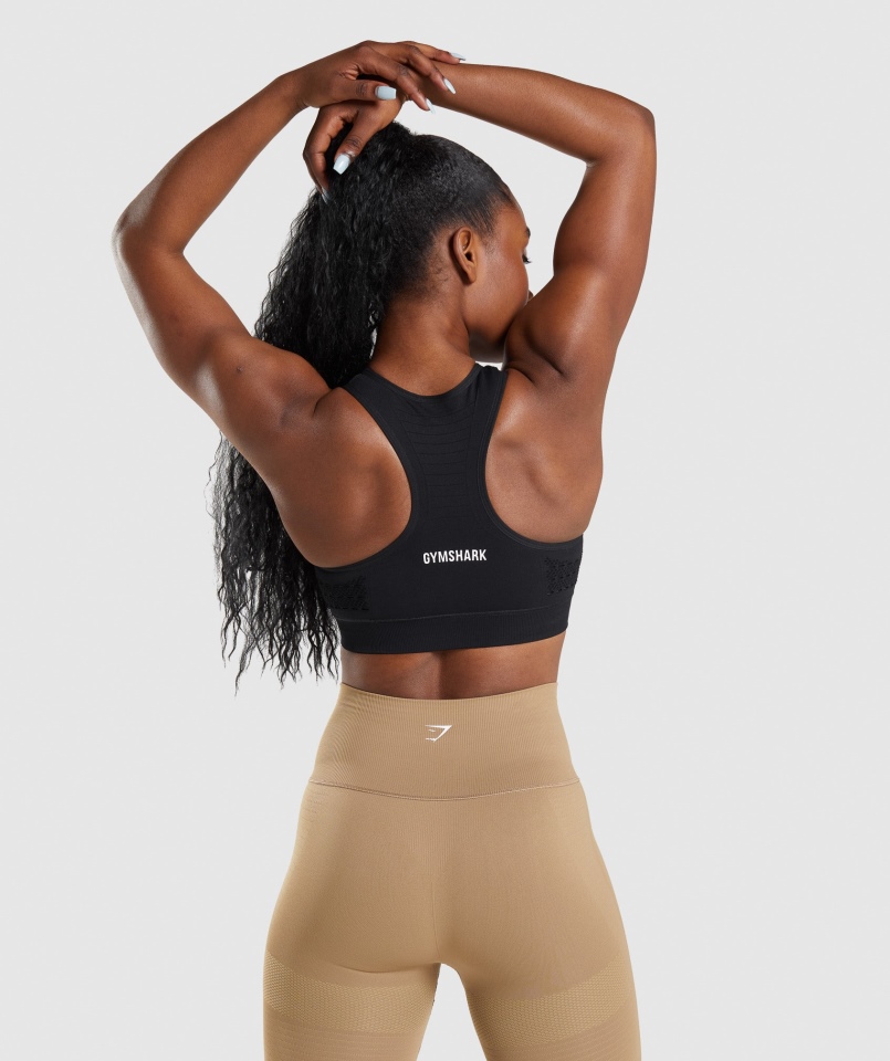Gymshark Energy Bezszwowy Biustonosz Sportowy Czarny