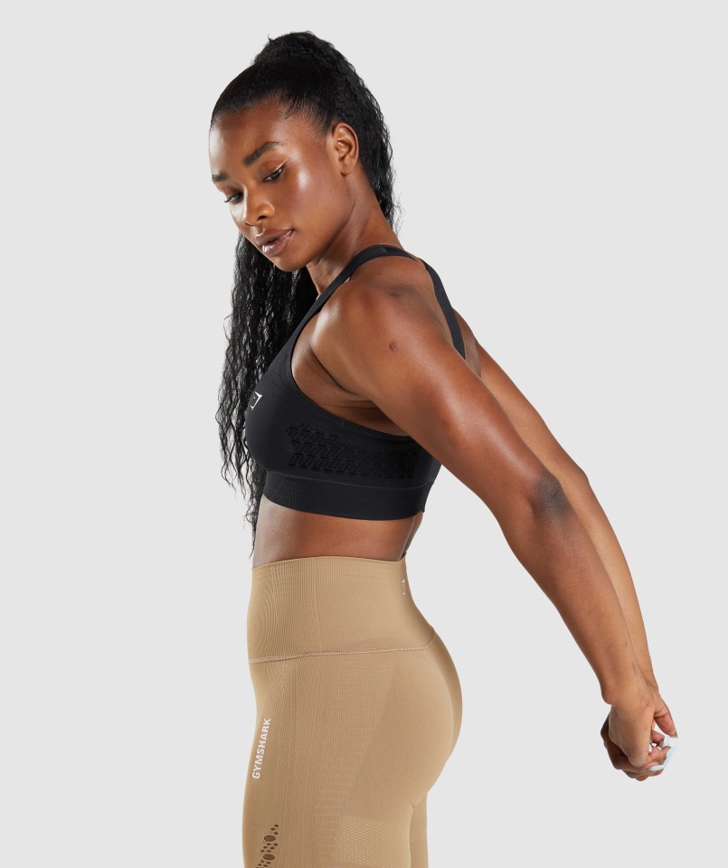 Gymshark Energy Bezszwowy Biustonosz Sportowy Czarny