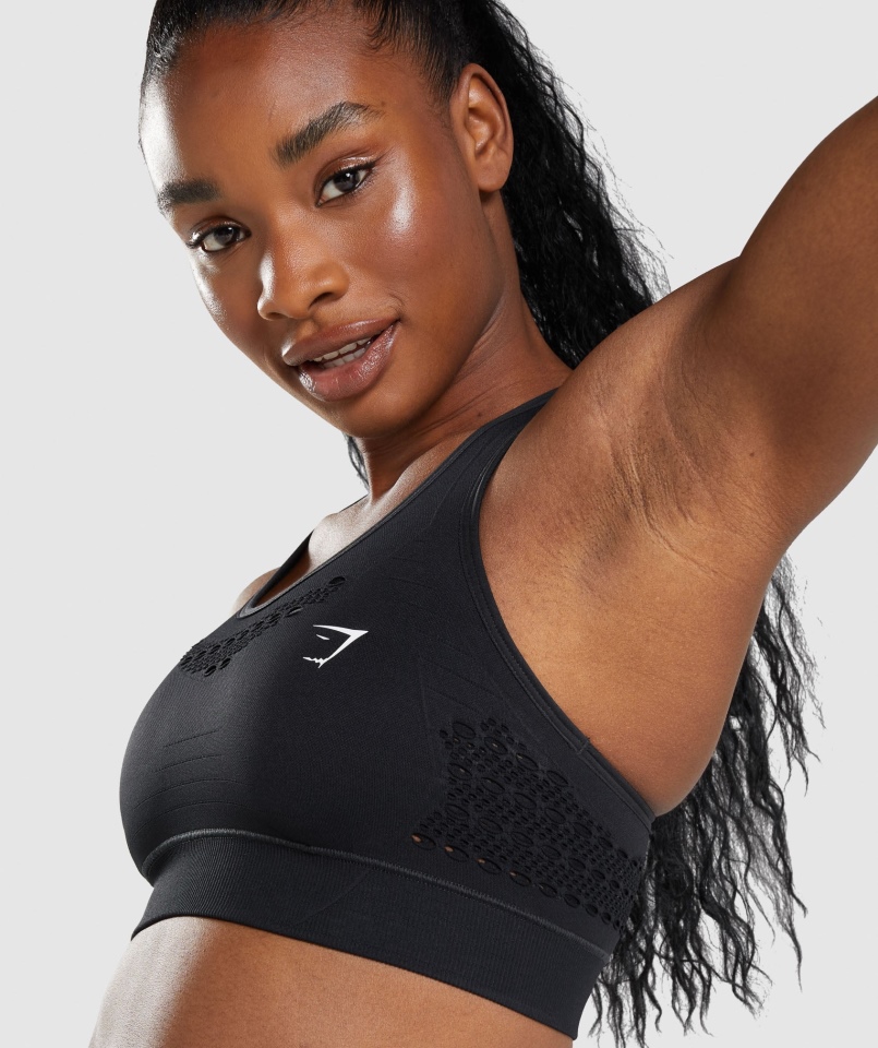 Gymshark Energy Bezszwowy Biustonosz Sportowy Czarny