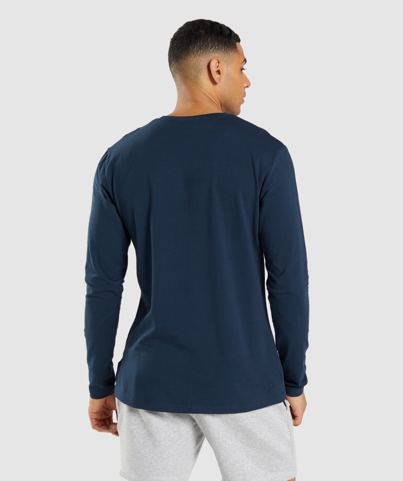 Gymshark Essential T-shirt Z Długim Rękawem Granatowy