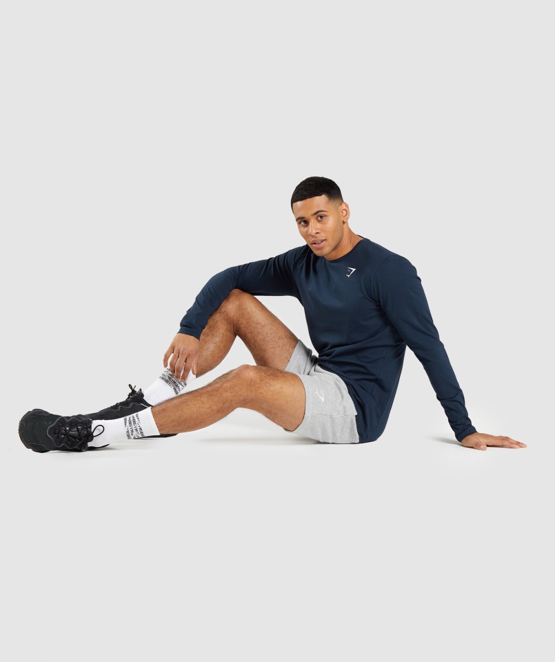 Gymshark Essential T-shirt Z Długim Rękawem Granatowy