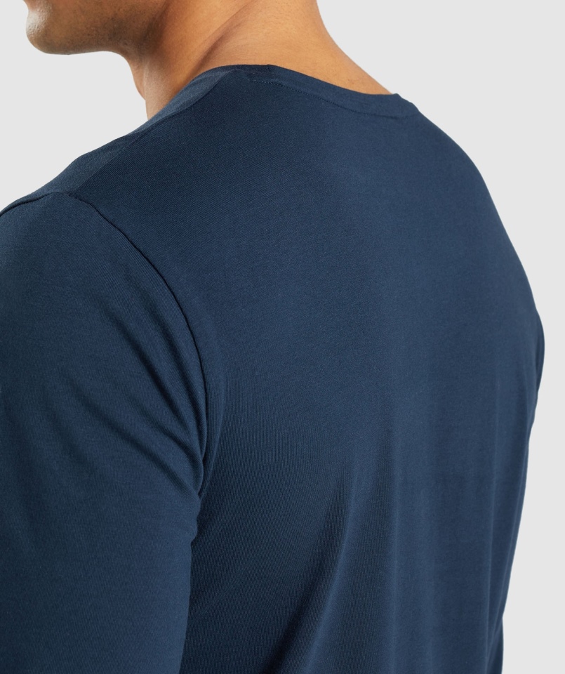 Gymshark Essential T-shirt Z Długim Rękawem Granatowy