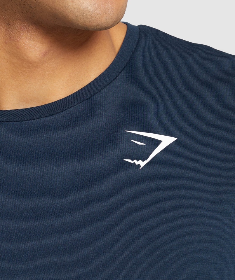 Gymshark Essential T-shirt Z Długim Rękawem Granatowy