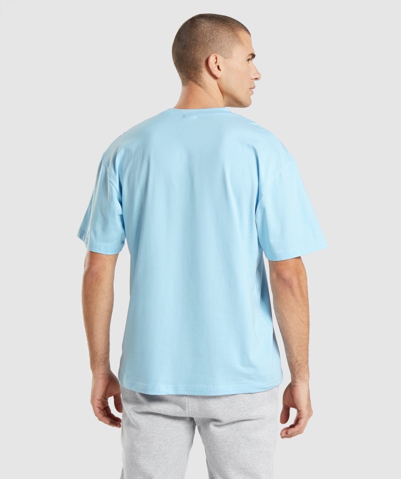 Gymshark Essential T-shirt Oversize Lniany Niebieski