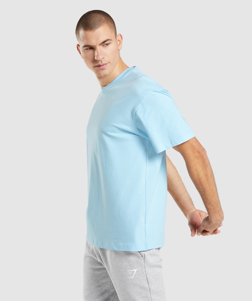 Gymshark Essential T-shirt Oversize Lniany Niebieski