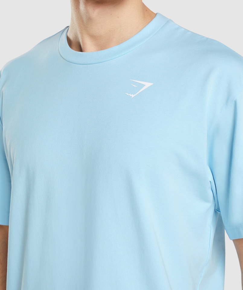 Gymshark Essential T-shirt Oversize Lniany Niebieski