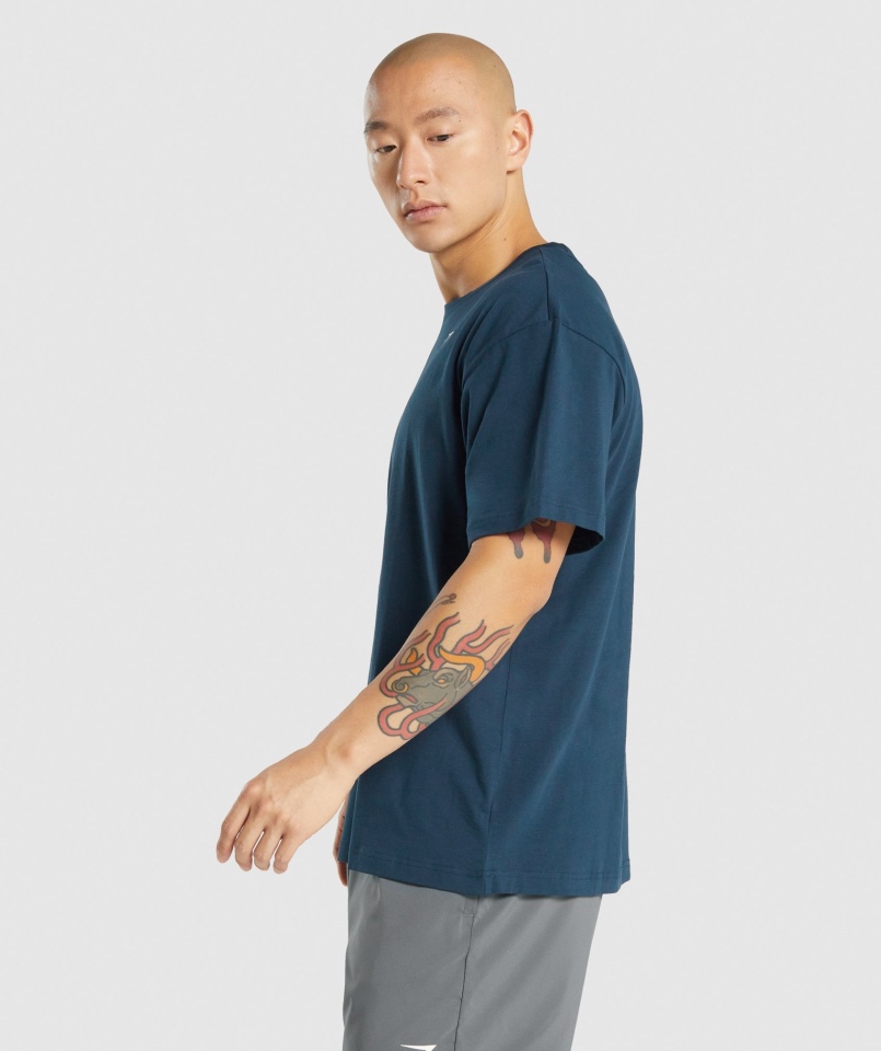 Gymshark Essential T-shirt Oversize Granatowy