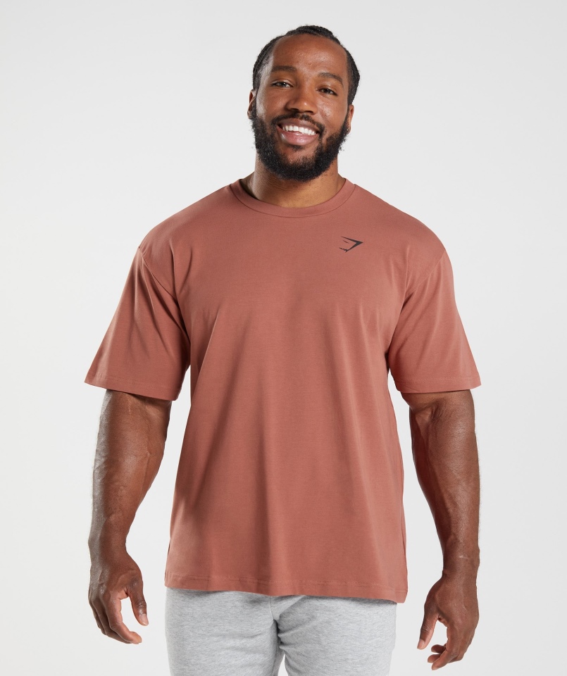 Gymshark Essential T-shirt Oversize Różowo-brązowy