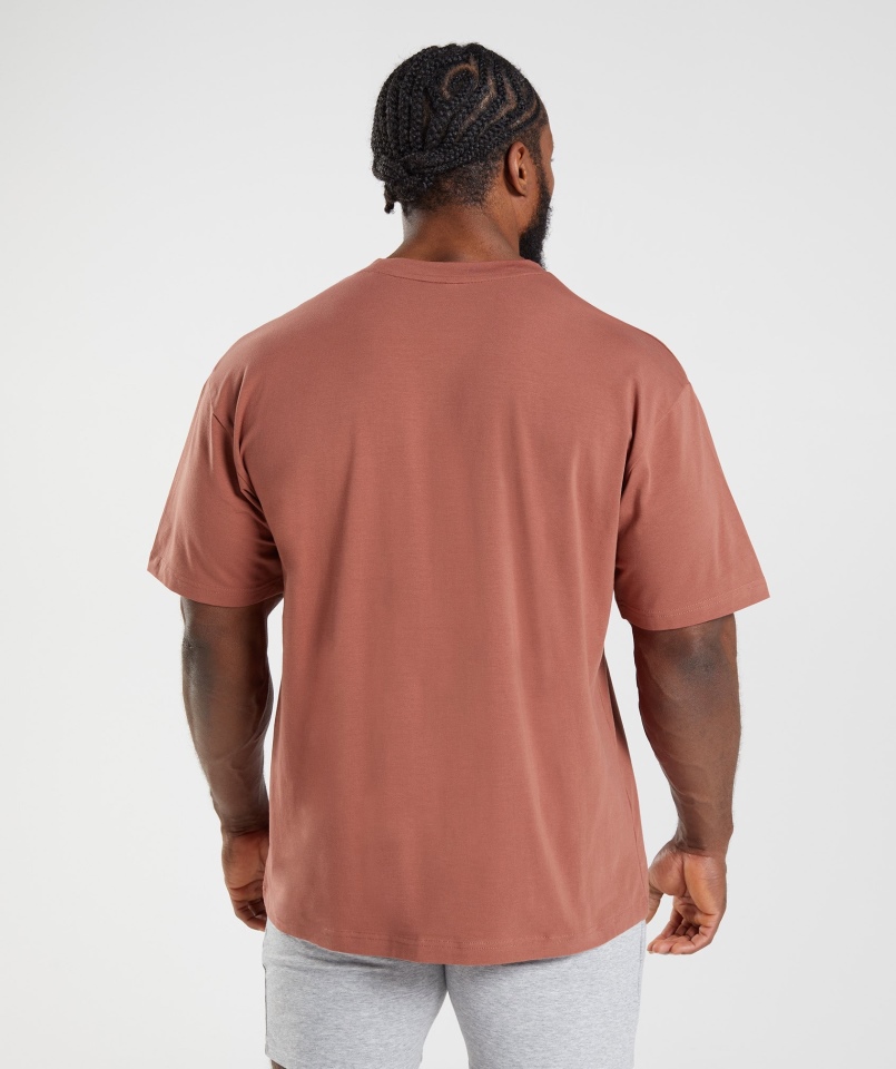 Gymshark Essential T-shirt Oversize Różowo-brązowy