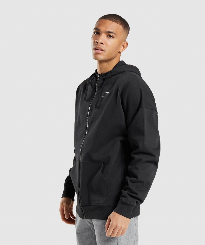 Gymshark Essential Bluza Z Kapturem Zapinana Na Zamek Oversize Czarna