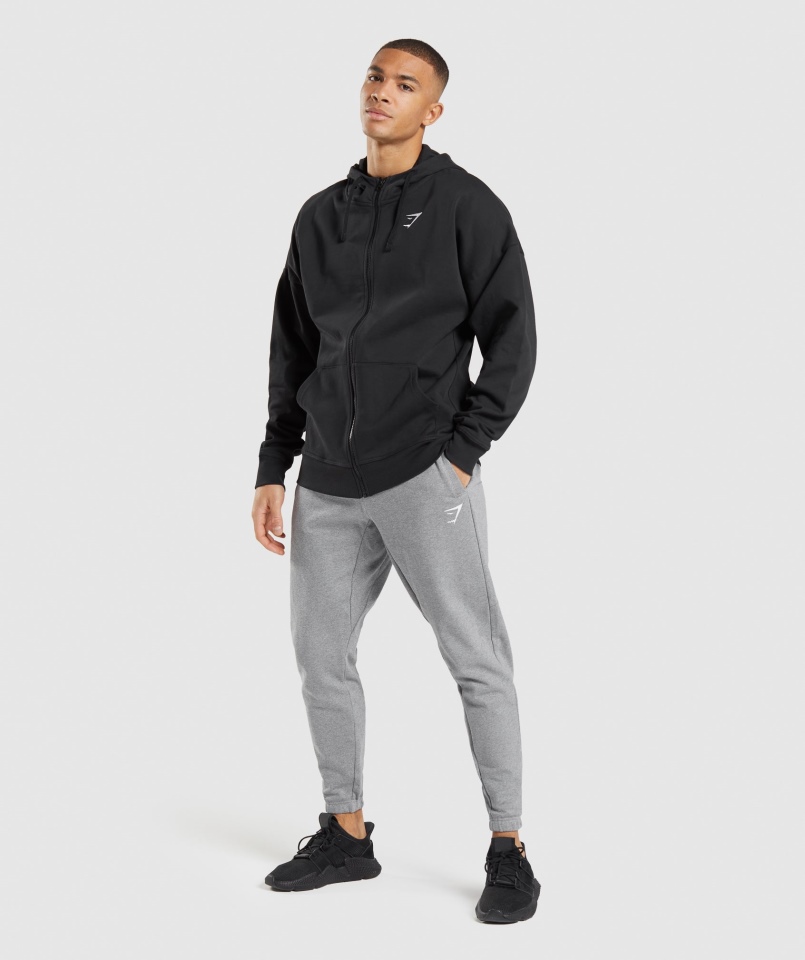 Gymshark Essential Bluza Z Kapturem Zapinana Na Zamek Oversize Czarna