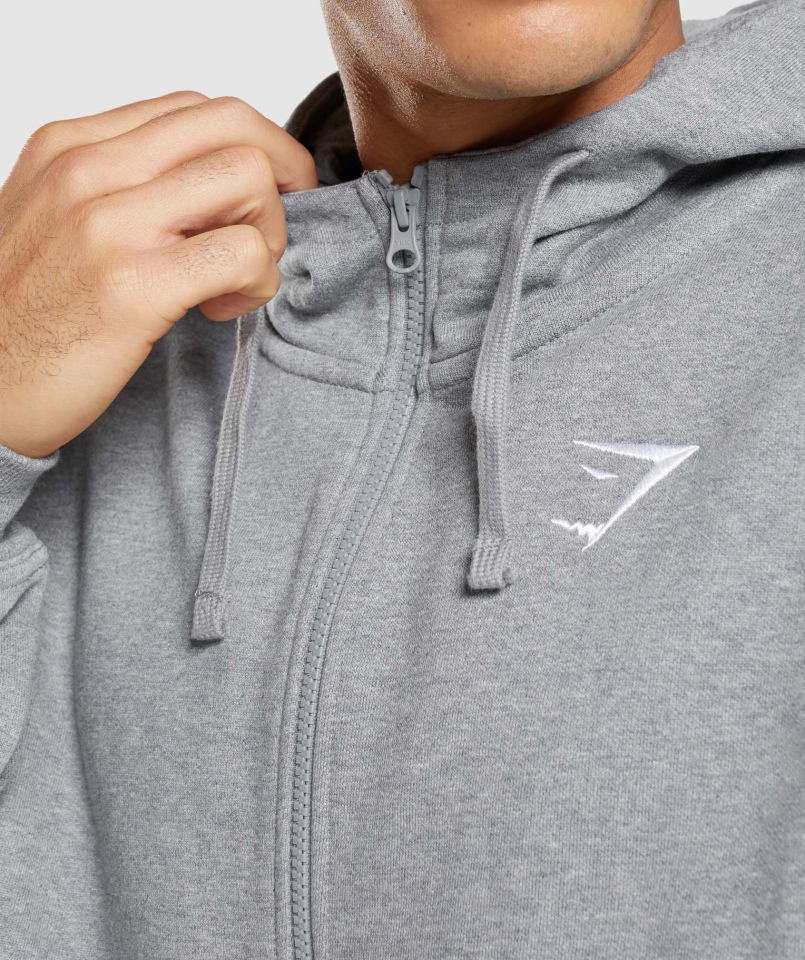 Gymshark Essential Bluza Z Kapturem Zapinana Na Zamek W Kolorze Antracytowym Marl