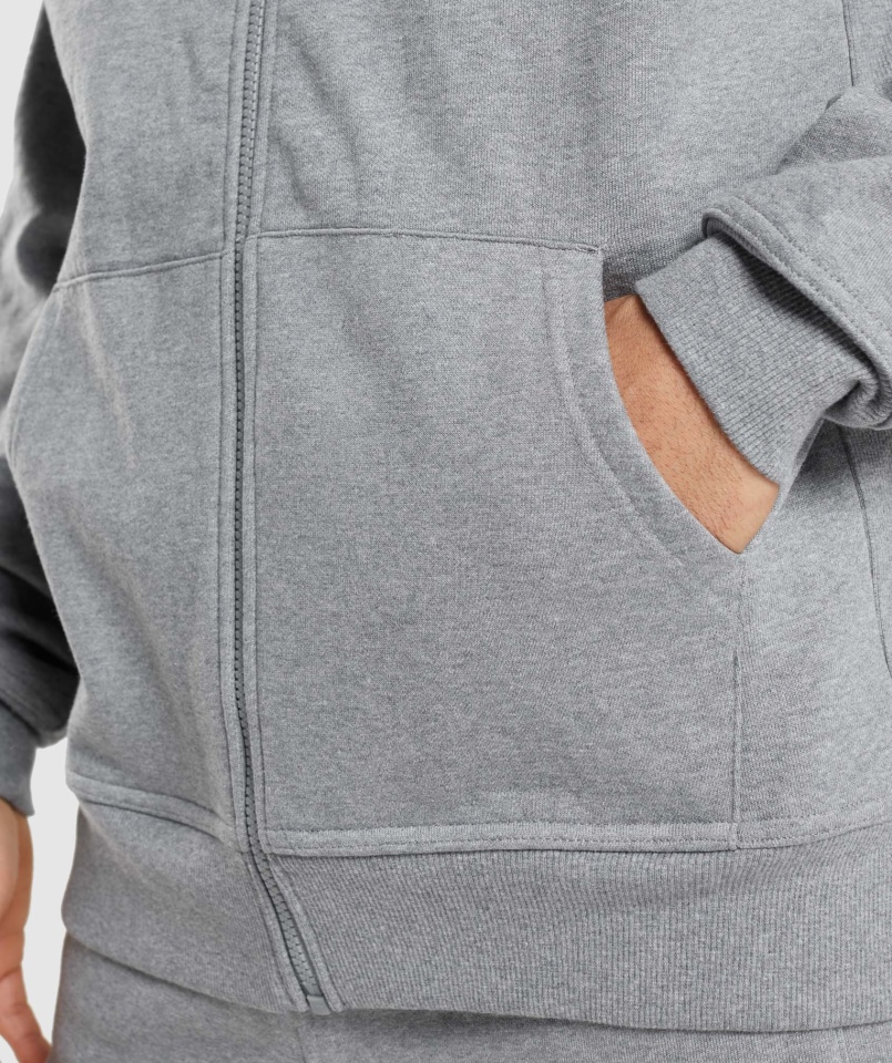 Gymshark Essential Bluza Z Kapturem Zapinana Na Zamek W Kolorze Antracytowym Marl