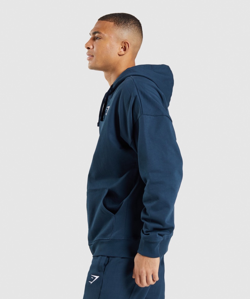 Gymshark Essential Bluza Z Kapturem Zapinana Na Zamek Oversize W Kolorze Granatowym