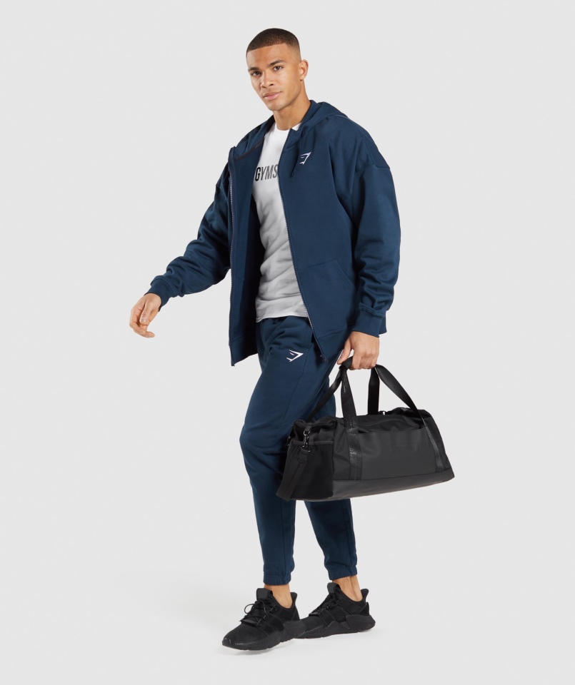 Gymshark Essential Bluza Z Kapturem Zapinana Na Zamek Oversize W Kolorze Granatowym