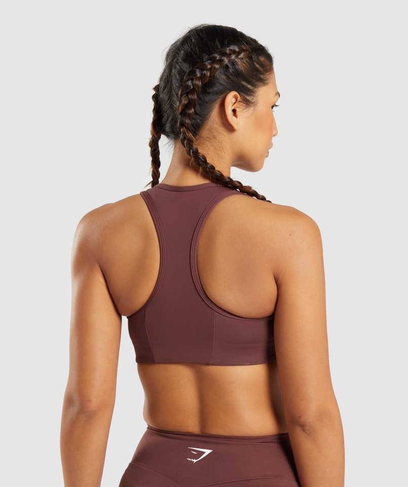 Gymshark Essential Racer Back Stanik Sportowy Cherry Brown