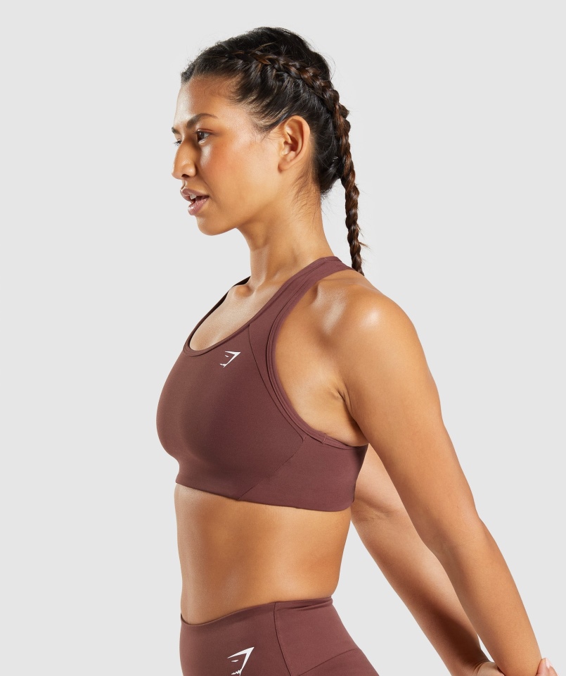 Gymshark Essential Racer Back Stanik Sportowy Cherry Brown