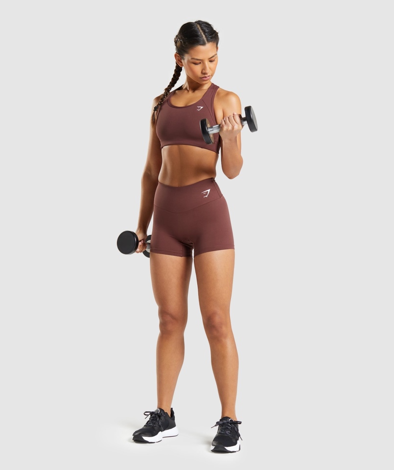 Gymshark Essential Racer Back Stanik Sportowy Cherry Brown