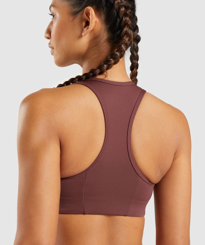 Gymshark Essential Racer Back Stanik Sportowy Cherry Brown