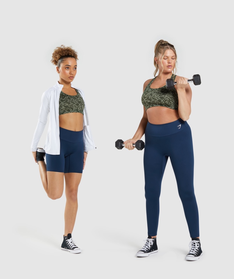 Biustonosz Sportowy Gymshark Essential Racer Back Zielony Nadruk