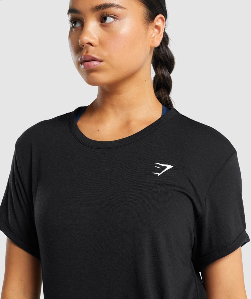 Gymshark Essential T-shirt Damski Czarny