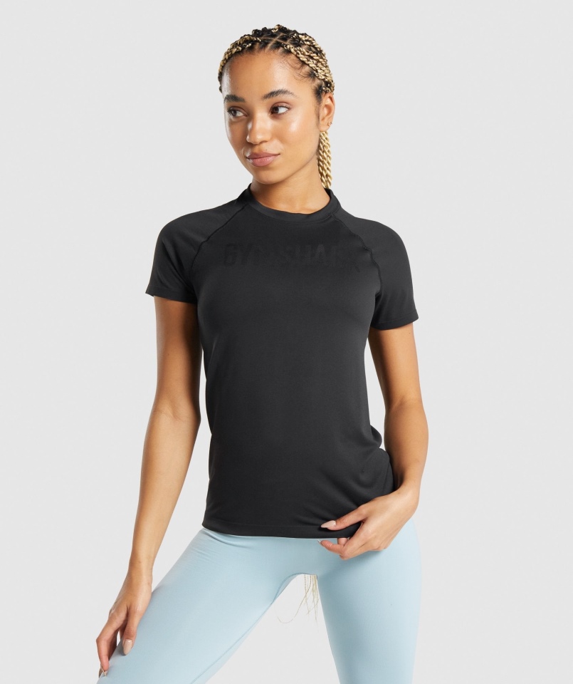 Gymshark Fit Bezszwowa Luźna Koszulka Czarna