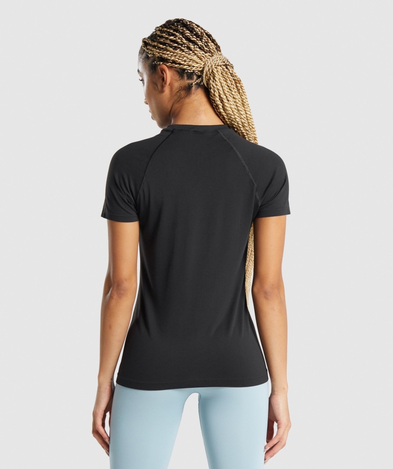 Gymshark Fit Bezszwowa Luźna Koszulka Czarna