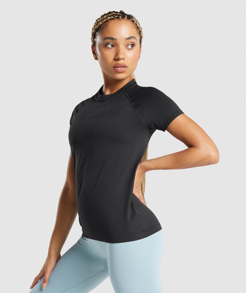 Gymshark Fit Bezszwowa Luźna Koszulka Czarna