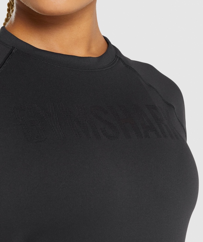 Gymshark Fit Bezszwowa Luźna Koszulka Czarna