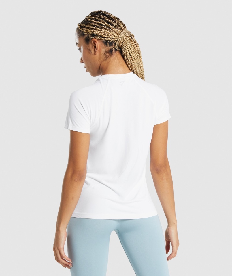 Gymshark Fit Bezszwowa Luźna Koszulka Biała