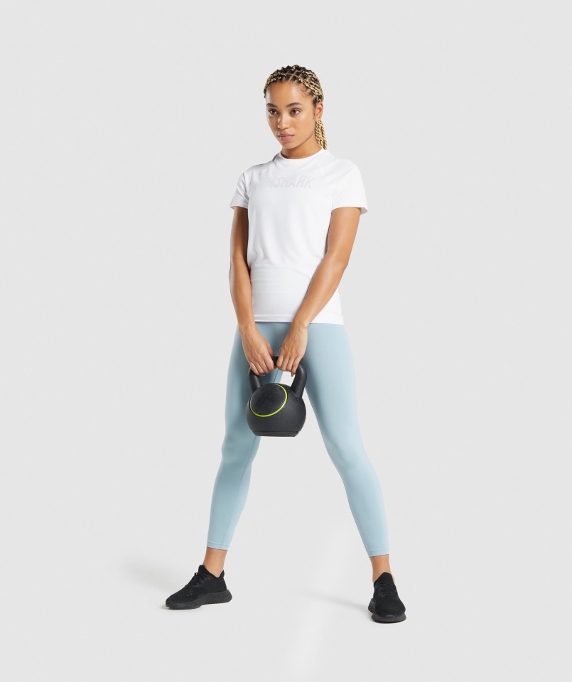 Gymshark Fit Bezszwowa Luźna Koszulka Biała
