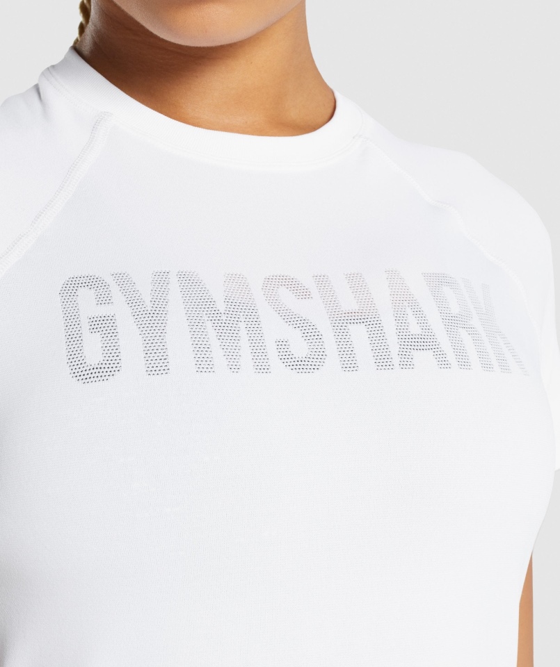 Gymshark Fit Bezszwowa Luźna Koszulka Biała