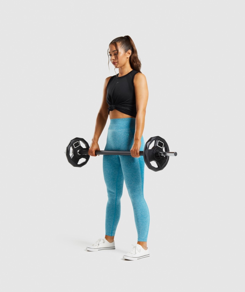 Gymshark Flex Legginsy Z Wysokim Stanem Atlas Blue Marl