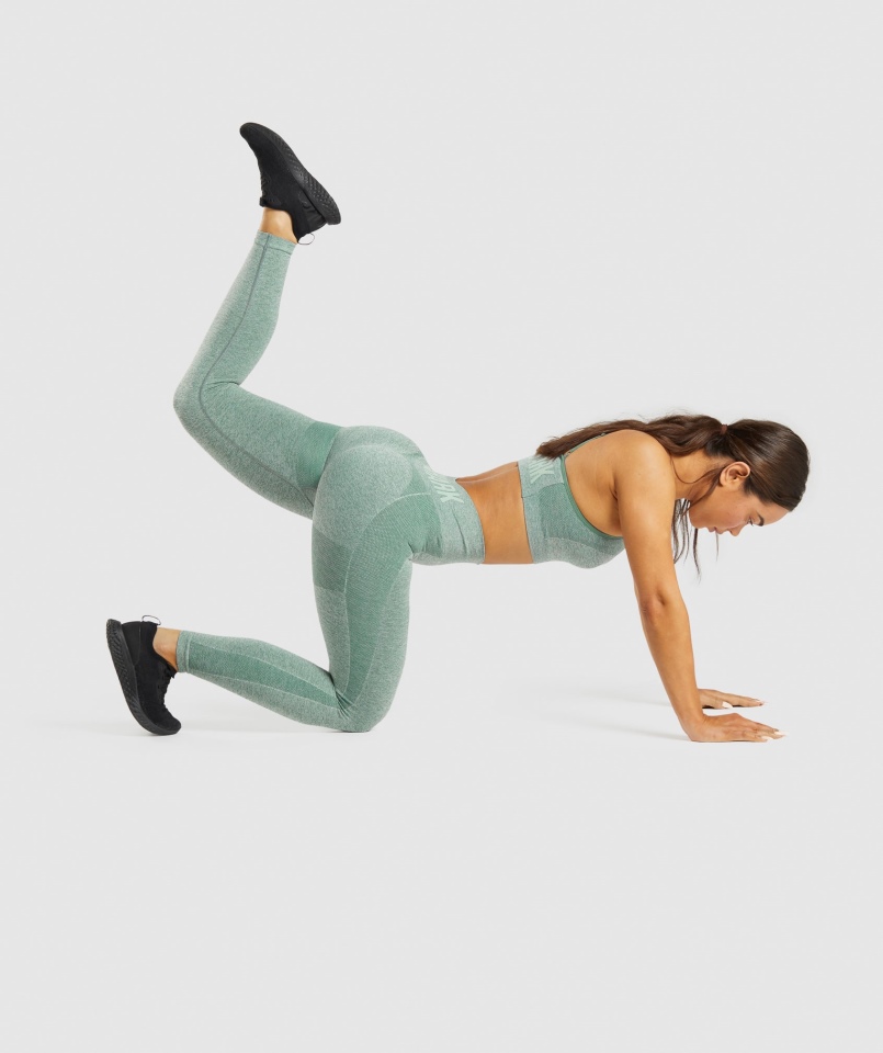 Gymshark Flex Legginsy Z Wysokim Stanem Studio Green Marl