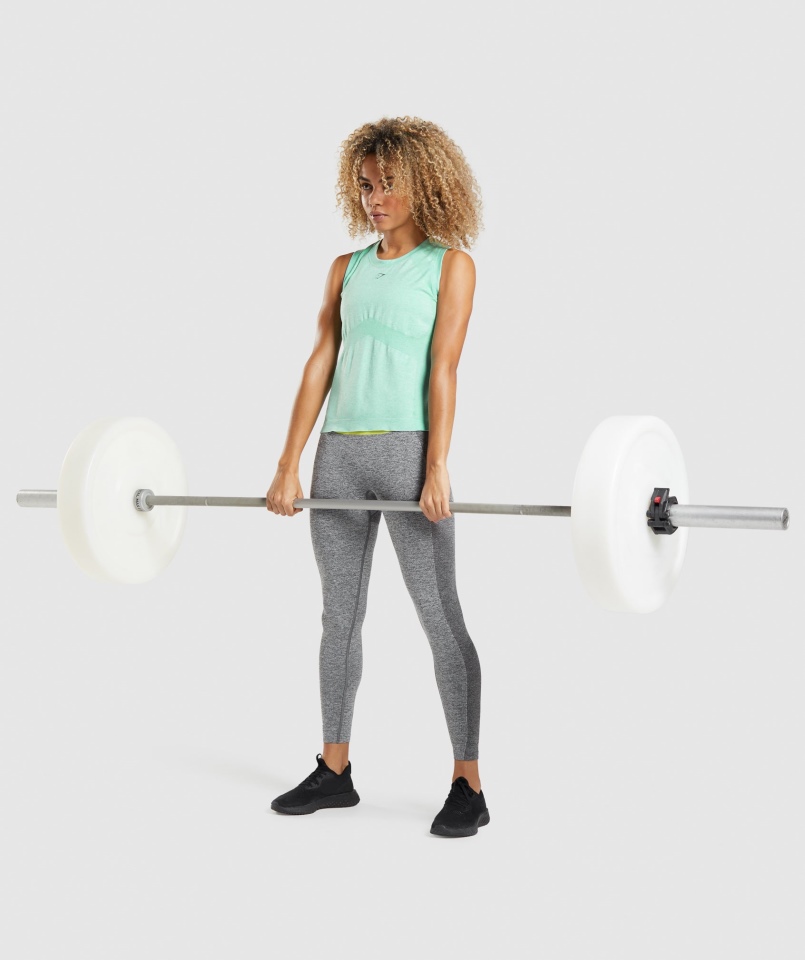 Gymshark Flex Luźna Koszulka Bez Rękawów Kaktus Zielony Marl