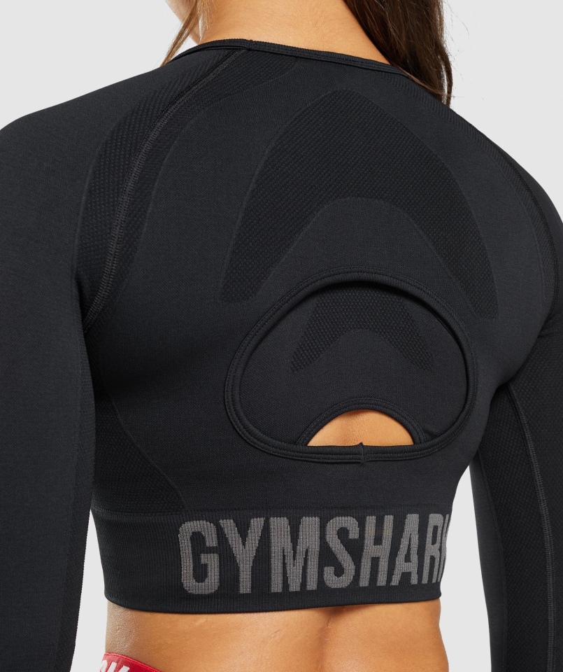 Gymshark Flex Sportowa Koszulka Z Długim Rękawem Czarna
