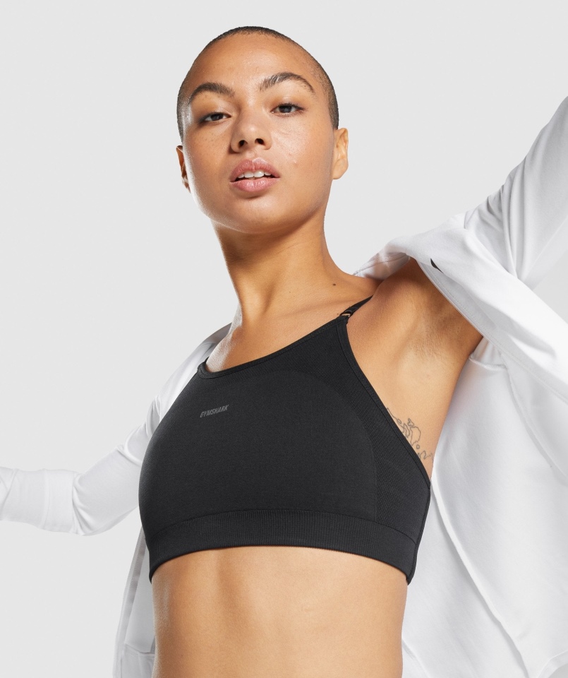 Gymshark Flex Strappy Biustonosz Sportowy Czarno-węglowy