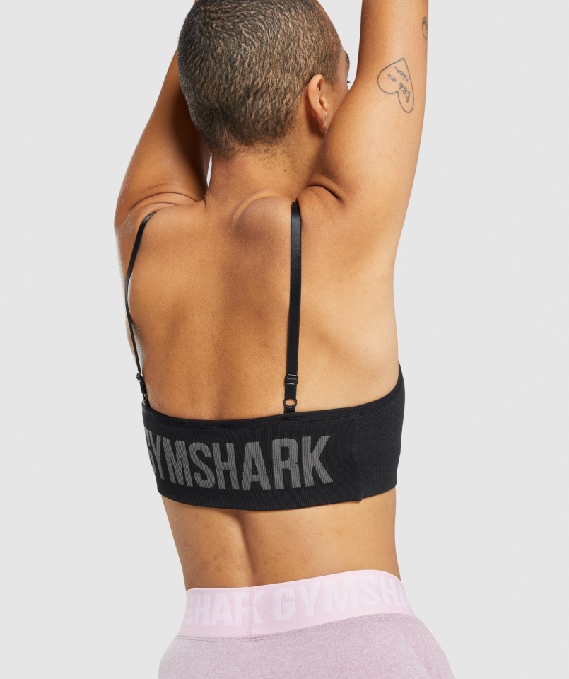Gymshark Flex Strappy Biustonosz Sportowy Czarno-węglowy