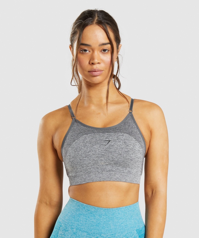 Gymshark Flex Strappy Biustonosz Sportowy Antracyt Marl