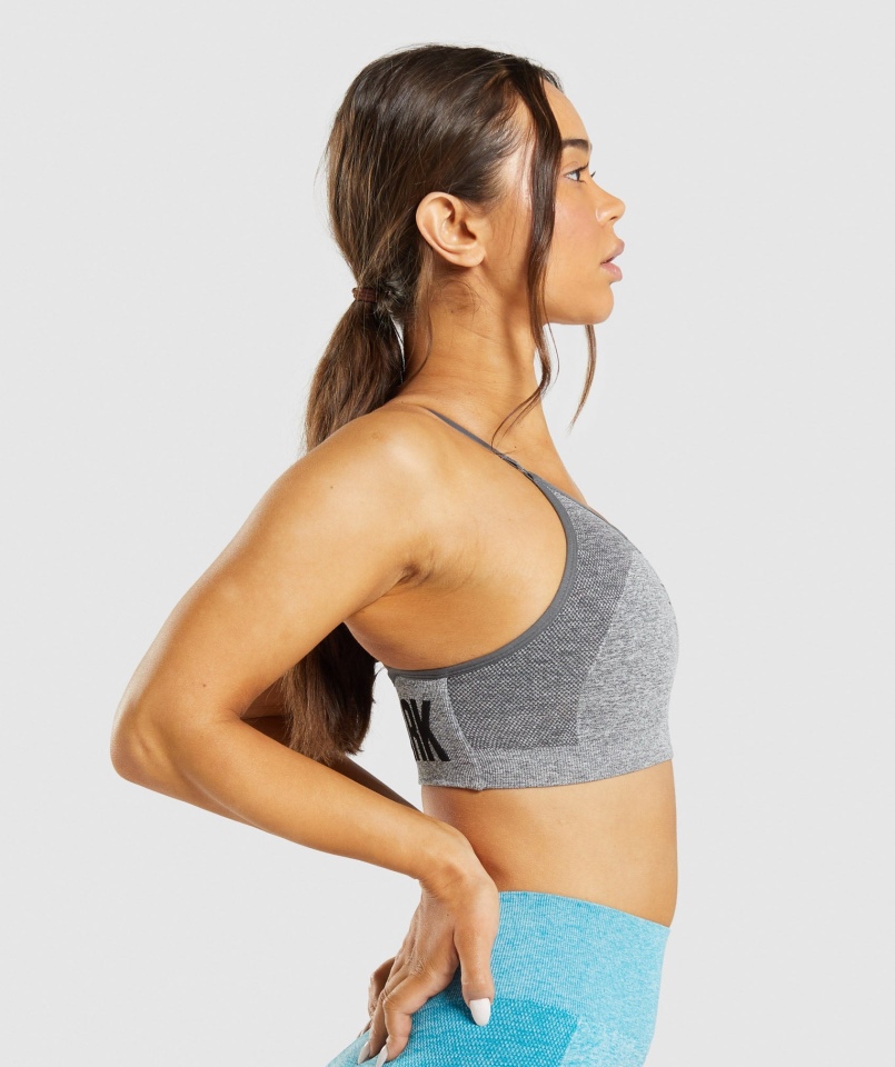 Gymshark Flex Strappy Biustonosz Sportowy Antracyt Marl
