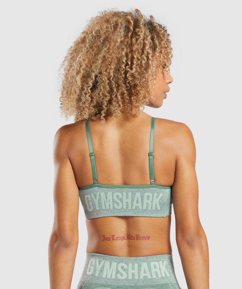 Gymshark Flex Strappy Biustonosz Sportowy Studio Zielony Marl