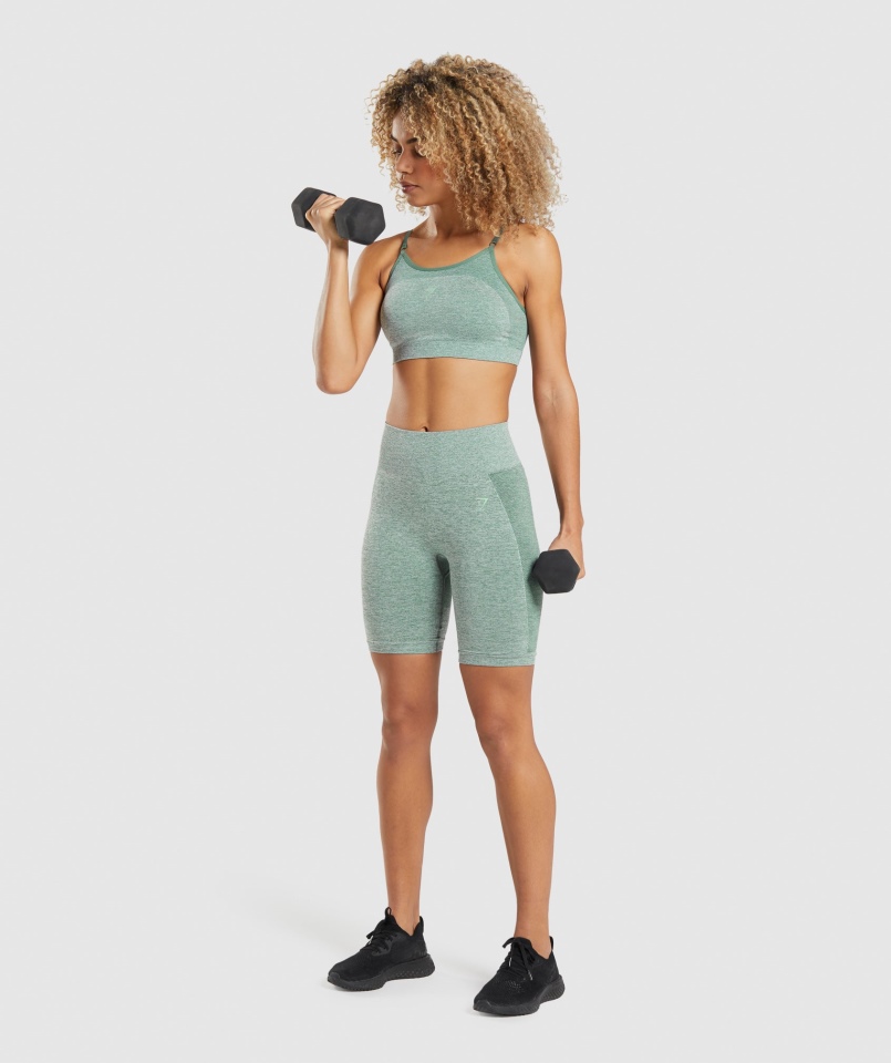 Gymshark Flex Strappy Biustonosz Sportowy Studio Zielony Marl