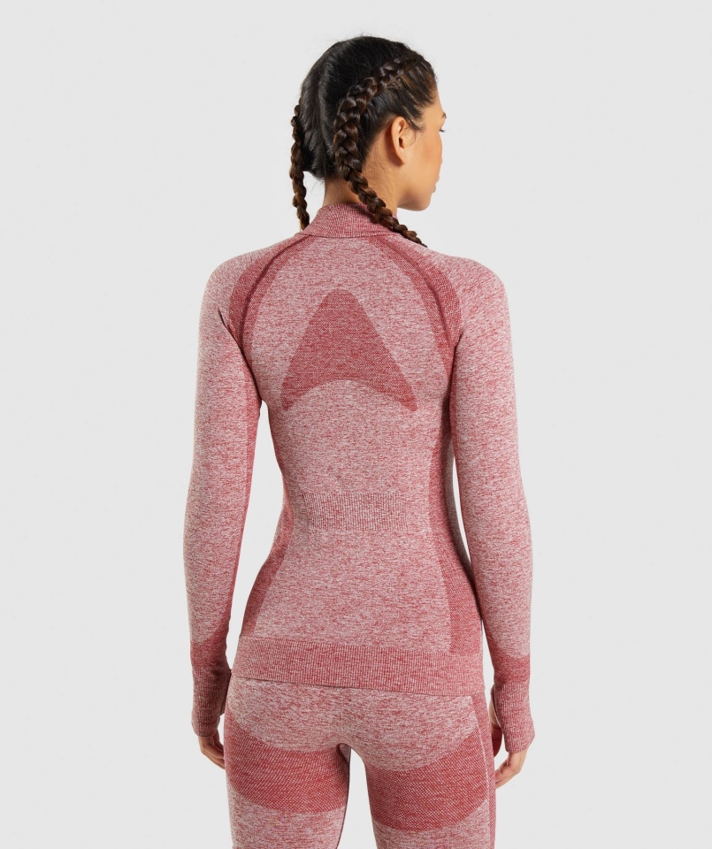 Gymshark Flex Zip Przez Kurtkę Bordowy Marl
