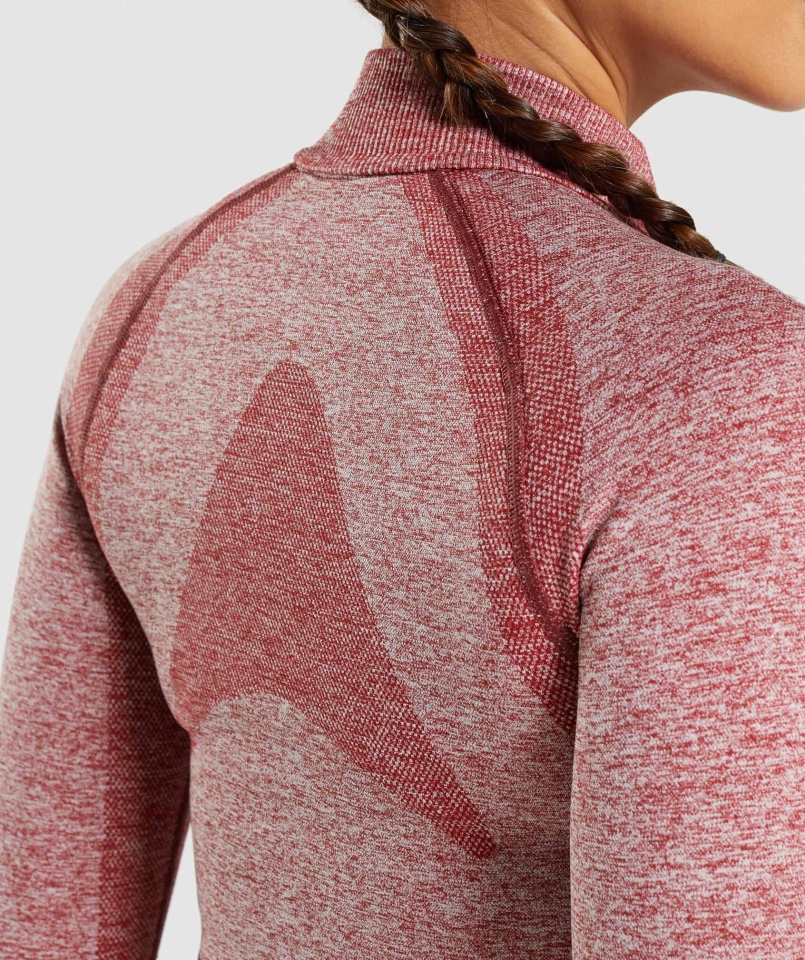 Gymshark Flex Zip Przez Kurtkę Bordowy Marl